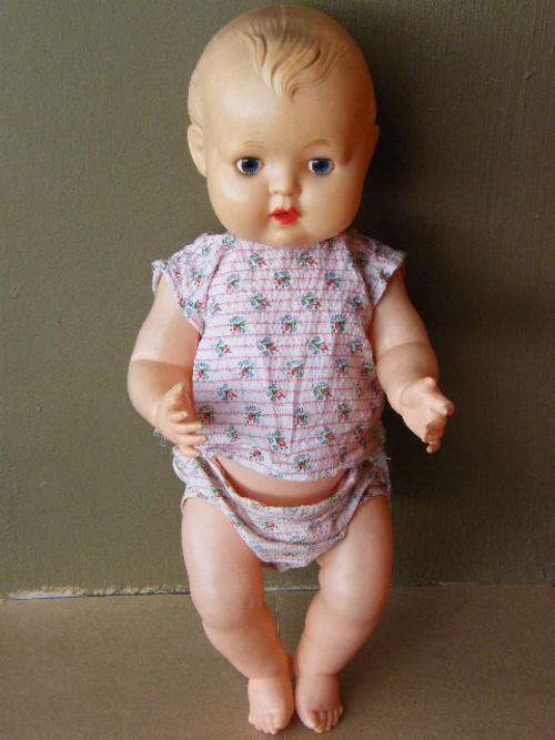 Vintage Hard Plastic KADER Baby Doll with Closing Eyes - 49cm Tall - as per photo