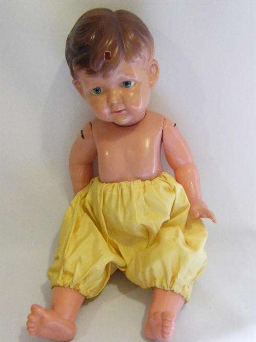 Vintage Celluloid Boy Doll - Small Hole in head - no shirt - as per photo