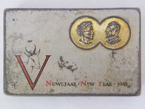 WW2 1945 New Year Jan & Isie Smuts Gift Tin - as per photo