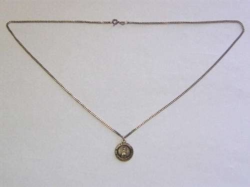 Sterling Silver Necklace with Silver St. Christopher Pendant - as per photo