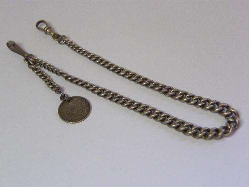 Sterling Silver Pocket Watch Fob Chain, weighs 36 grams - as per photo