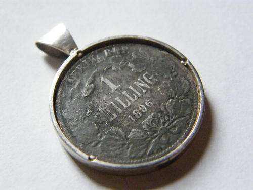 1896 Kruger Silver Shilling - Set in Silver Pendant - as per photo