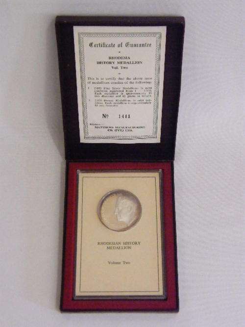 Rhodesian History Medallion Volume Two - No. 1411 - as per photo