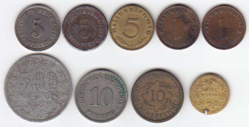Germany - 9 Old German Coins - as per photo