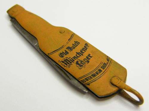 Old Dutch Munchener Lager Beer Bottle Advertising Pocket Knife / Opener - as per photo