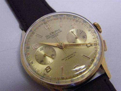 18kt Gold Olympic Chronographe Suisse Mens Watch - Just serviced - as per photo