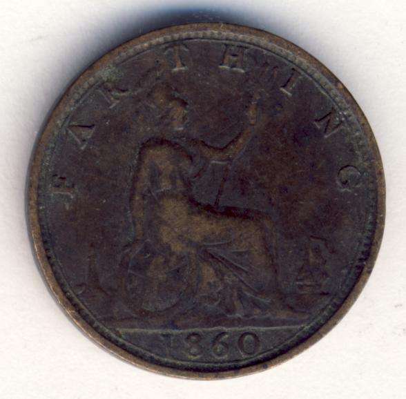 1860 Great Britain Farthing - @ CRAZY R1 start