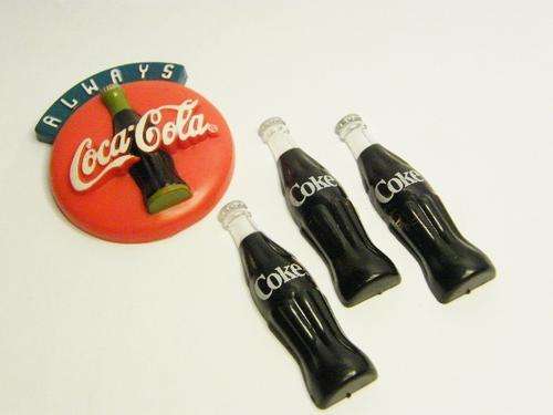 Lot of 4 Coca Cola Fridge Magnets - as per photo