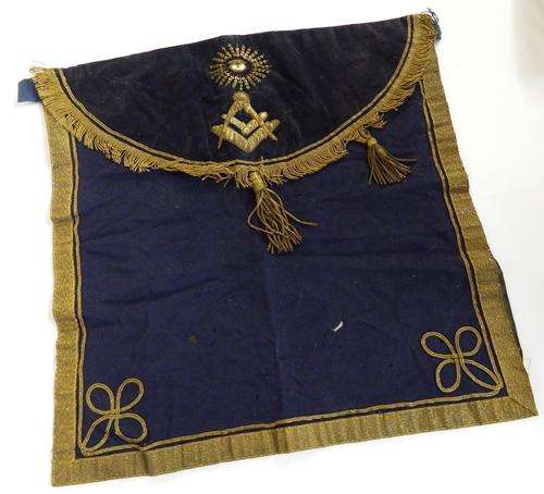 Masonic Blue & Bullion Wire Apron - Slightly damaged - as per photo