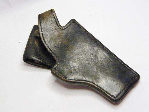 Police Black leather gun holster - @ CRAZY R1 start
