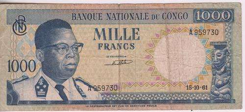 Zaire 1000 Francs - 15 October 1961 - as per scan