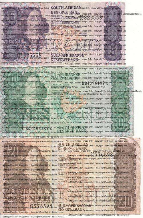 Gerhard de Kock R5, R10 & R20 - Set of old Notes - as per scan