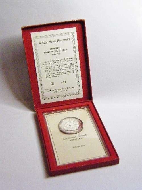 1978 Rhodesian History Medallion in Silver - Volume Five - No 447, as per photo