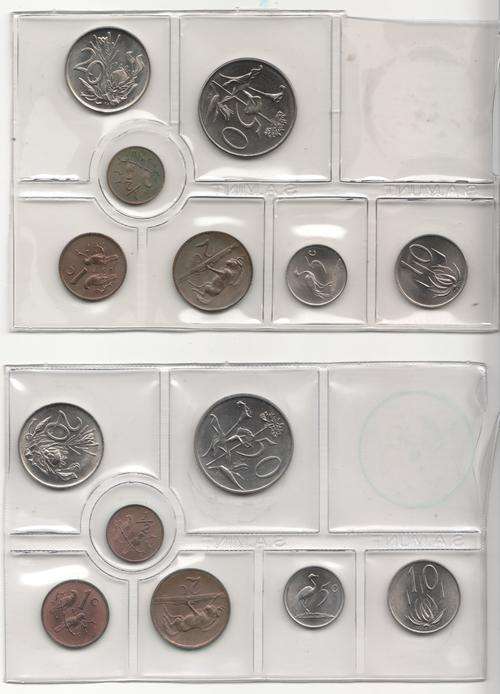 Lot of 6 Mint packs, 1971 - 1976, all with scarce 1/2 cents - no silver R1 coins - as per photo