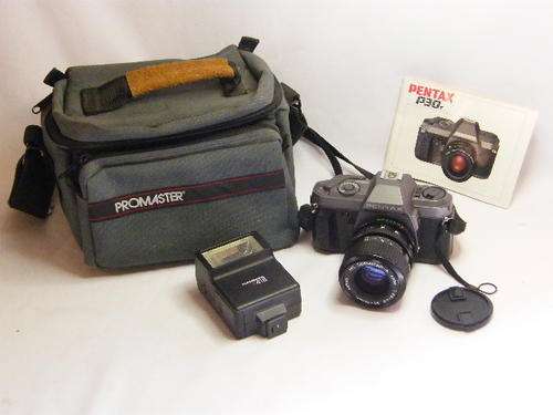 Pentax P30 with 35 - 70 mm Lens - Including Hanimex X418 Flash & carry case - as per photo