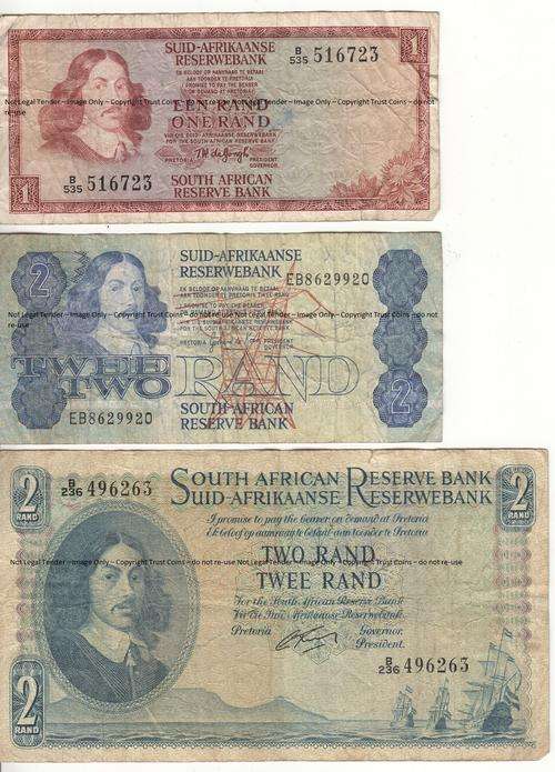 Lot of 6 Old SA Banknotes - as per photo