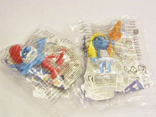 Pair of Smurfs figurines - Papa Smurf & Smurfette - McDonalds Happy meal toy