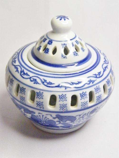 Genuine Ming blue porcelain incense holder - as per photo