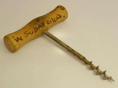 Vintage wooden handle direct pull corkscrew - found in Cape of Good Hope 1985 - BIGBIGSALE