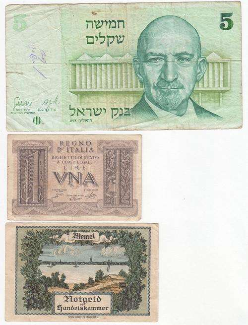 Lot of 10 old international banknotes - as per photo