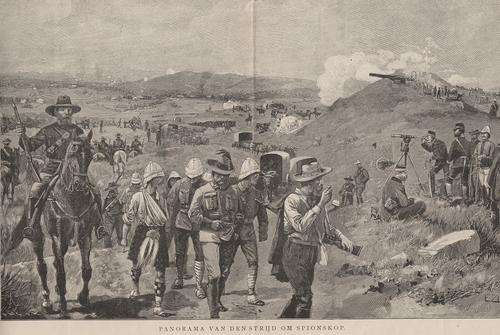 Panorama of Spioenkop battle from book - De oorlog in Zuid-Afrika - as per photo