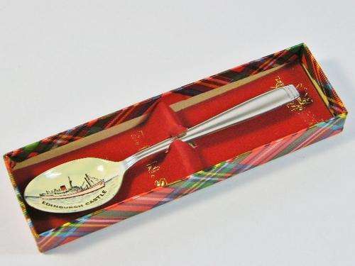 Union Castle Line Edinburgh castle enamelled teaspoon - as per photo
