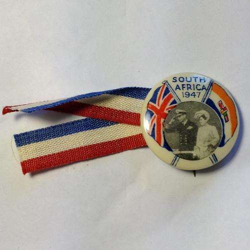 1947 South African Royal visit lapel pin with Ribbon