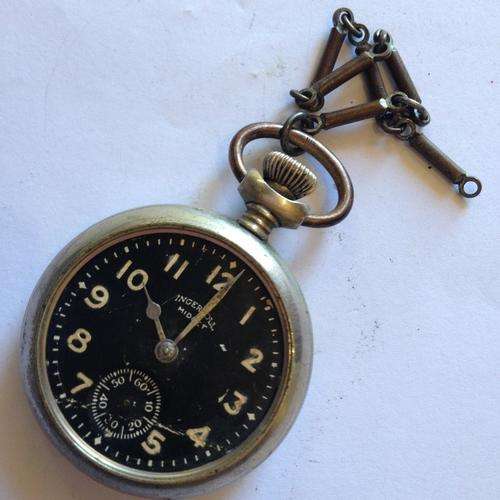 Vintage Ingersoll midget pocket watch with black dial - working and have no glass