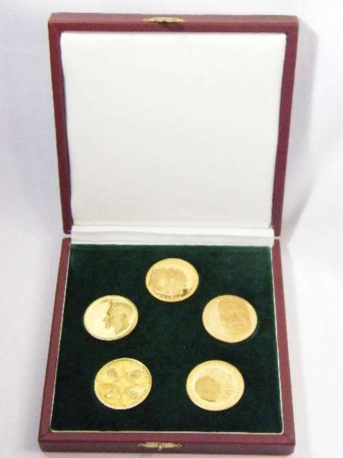 Rhodesia History medallion set of 5 bronze medallions - numbered 1687 - as per photo