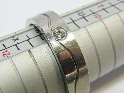 Icon Stainless Steel mens ring with white stone - size V+ - as per photo