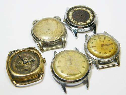 Lot of 5 vintage mechanical watches for spares - not working - as per photo