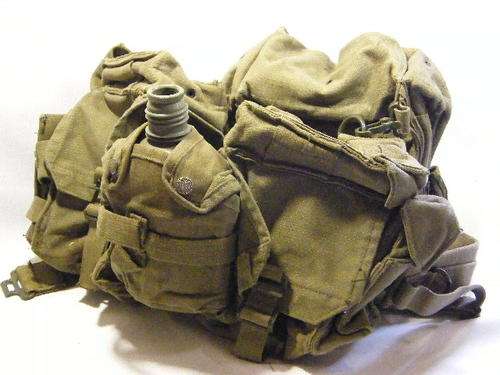 SADF military webbing backpack with patrol bag and water bottle (without lid) - as per photo