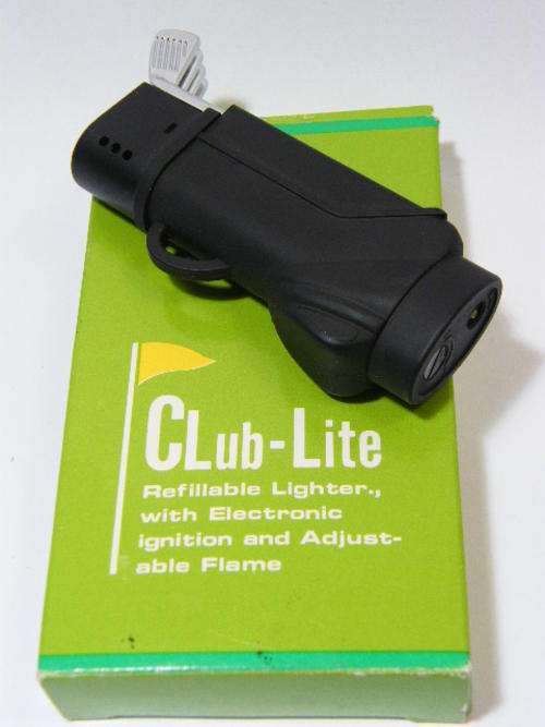 Vintage Club-Lite golf clubs bag shaped electric lighter in original box - working - as per photo