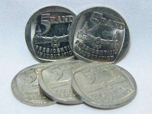 Lot of 5 Mandela 1994 Presidential Inauguration R5 coins - as per photo