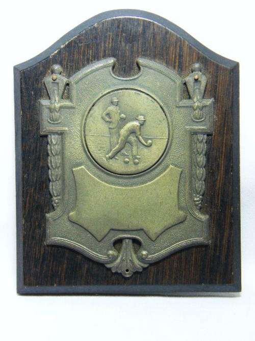 Vintage lawn bowling plaque trophy