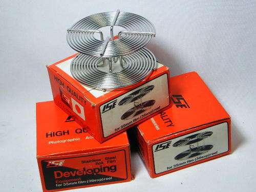 Lot of 3 ISE stainless steel 35mm film reels for film developing - as per photo