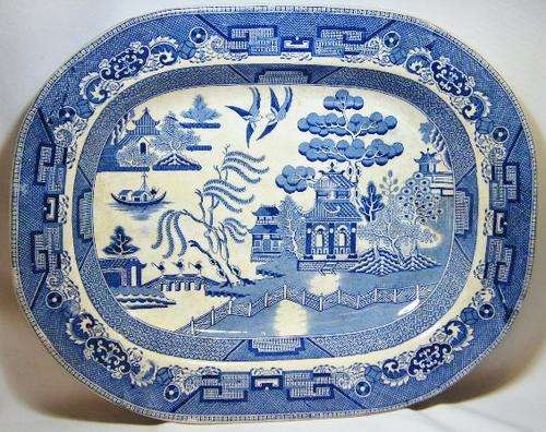Antique large Willow Pattern meat platter - as per photo
