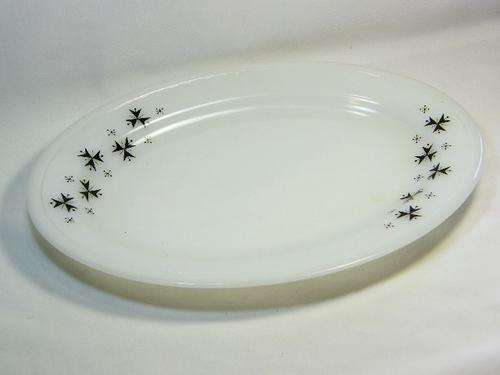 Vintage Phoenix Opalware white glass platter - small dent in rim - @ CRAZY R1 Start