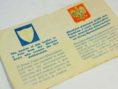 WW2 surrender leaflet distributed under German Poles fighting for the German Forces - as per photo