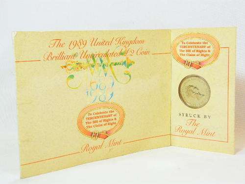 United Kingdom Brilliant UNC 2 pounds coin - Tercentenary of the bill of rights - as per photo