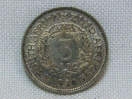 1924 SA Union 3d tickey - excellent coin - as per photo