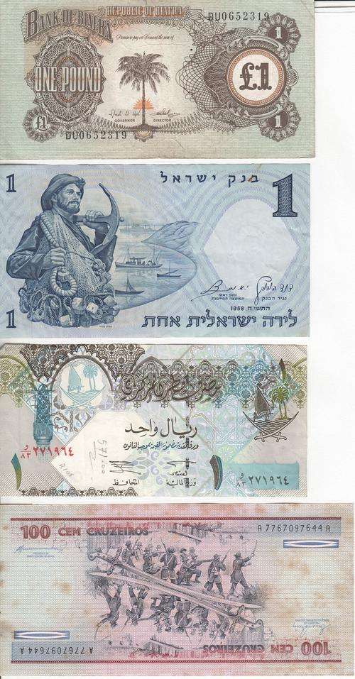 Lot of 10 used world banknotes - as per photo