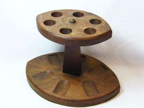Vintage wooden smoking pipe stand - 6 slots - as per photo