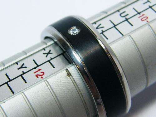 Spikes titanium men's ring with zirconia - size W - as per photo