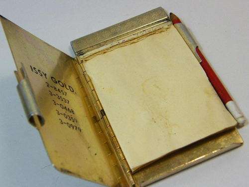 Vintage silverplated notebook holder with pencil - as per photo
