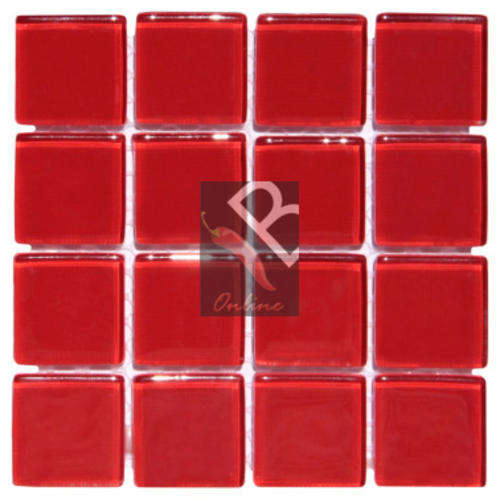 Crystal Glass Mosaic Chilli Red 25mm x 4mm
