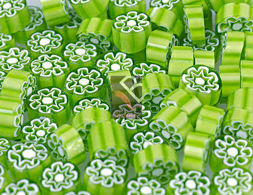 Murano Milefiori - Green/White- LIMITED STOCK