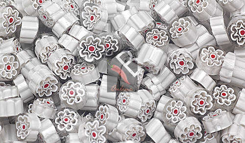 Murano Milefiori - Grey/White/Red & Clear Glass- LIMITED STOCK