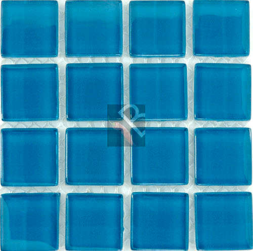 Crystal Glass Mosaic Dark Turquoise  23x23mm x 4mm