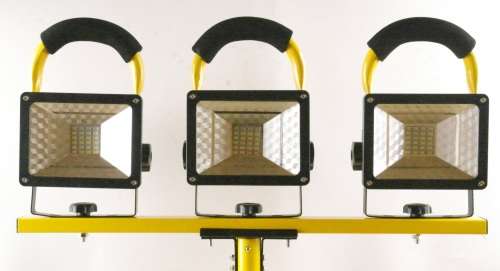 3 x Rechargeable 30W LED Outdoor Floodlight With Portable Adjustable Light Tripod Stand